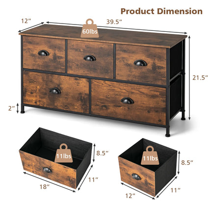 Dreamade Dresser for Bedroom, Chest of Drawers with Wood Top Retro Storage Cabinet