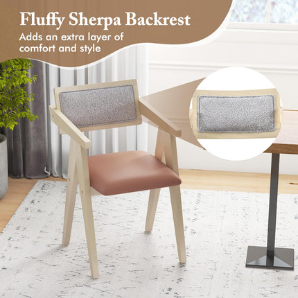 Dreamade Wooden Dining Chairs Set of 2, Mid Century Upholstered Kitchen Chairs w/Leathaire Seat Cushions