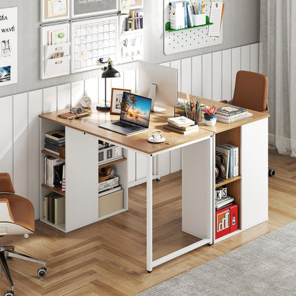 Dreamade Computer Desk with Storage Shelves for Bedroom