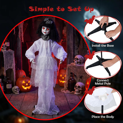 DREAMADE 4 FT Halloween Standing Ghost Girl