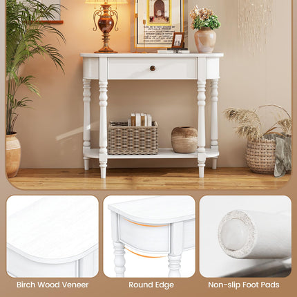 Dreamade 36" Wooden Entryway Table with Storage Drawer & Open Shelf