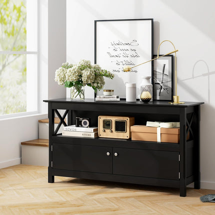 Dreamade TV Stand with Power Outlet for TVs up to 50 Inch, Entertainment Center with 2-Door Cabinet