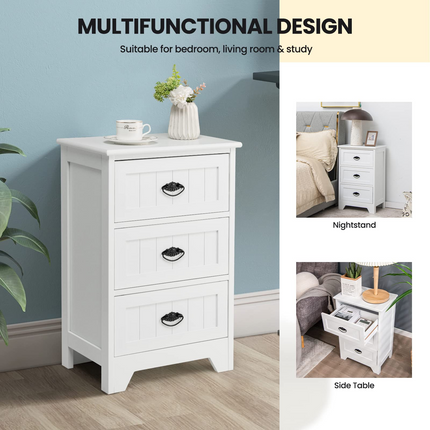 Dreamade Nightstand with 3 Drawers, Bedside Table