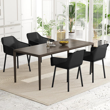 Dreamade Plastic Dining Chairs Set of 2/4 Black Kitchen Armchair w/Breathable Mesh Backrest