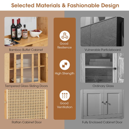 Dreamade Pantry Cabinet 69" Bamboo Hutch Cabinet with Storage