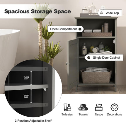 Dreamade Bathroom Floor Storage Cabinet - Side Cabinet with Open Compartment, 3-Position Adjustable Shelf