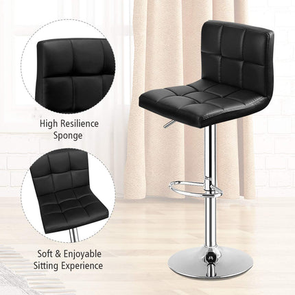 Dreamade Bar Stool, Modern Swivel Adjustable Armless Barstools, Square Counter Height PU Leather Bar Stools