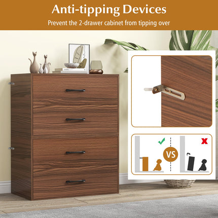 Dreamade Dressers Stackable 2 Drawer Horizontal Organizer W/Handles Dresser Tower