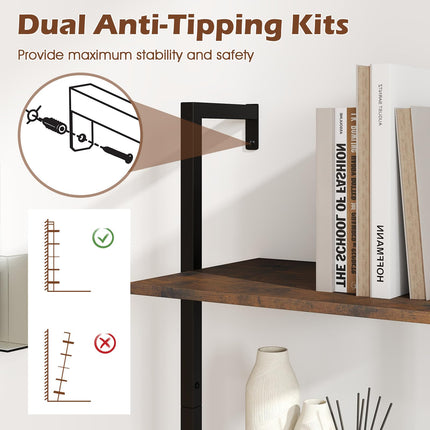 Dreamade 5 Tier Ladder Shelf Wall Mount Bookshelf with Anti-Tipping Kits & Metal Frame