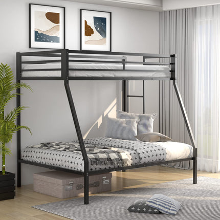 Dreamade Metal Bunk Bed, Twin Over Full Size Bed w/ Removable Ladder & Steel Slats Support