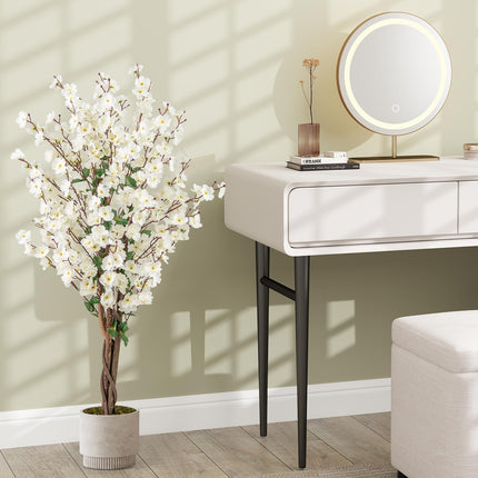 Dreamade 47” Faux Plum Blossom Plant with White Fabric Flower