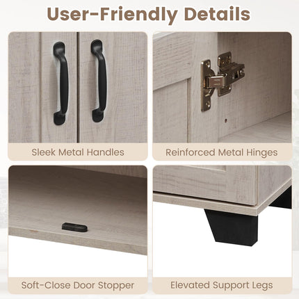 Dreamade Sideboard Buffet Cabinet | 45" Farmhouse Coffee Bar Cabinet with 3 Doors & Adjustable Shelves
