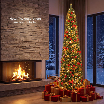 DREAMADE 5/6/7/8/9 FT Pre-Lit Pencil Christmas Tree, Slim Artificial Xmas Tree