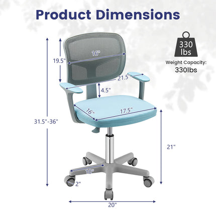Dreamade Adjustable Desk Chair with Auto Brake Casters for Kids