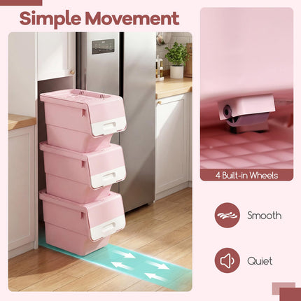 Dreamade Plastic Stackable Storage Bins with Lids & Wheels