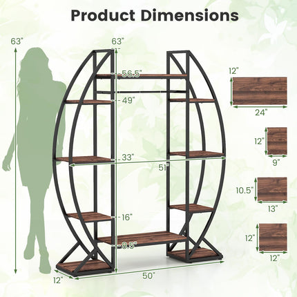 Dreamade Plant Stand Indoor with Grow Lights 10-Tier 63" Tall Metal Plant Shelf