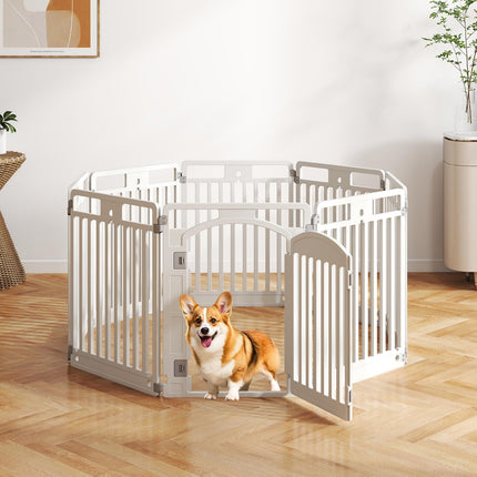 Dreamade 8/16 Panel Dog Playpen 32'' Tall Plastic Pet Fence with Lockable Door