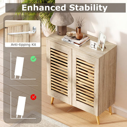 Dreamade Shoe Cabinet 4-Tier Shoe Rack Organizer Cabinet(Louvered Door)