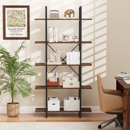 Dreamade 5 Tier Industrial Bookshelf for Living Room Bedroom Study