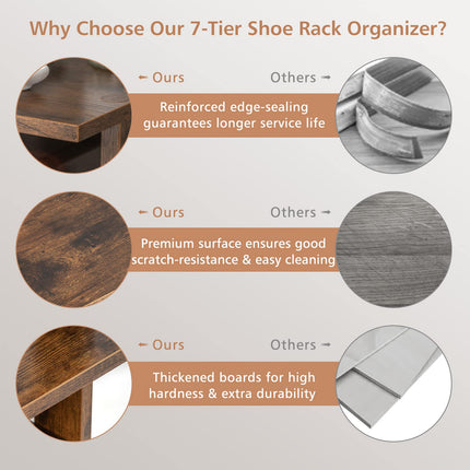 Dreamade 8-Tier Vertical Shoe Rack, Corner Shoe Storage Organizer for 7 Pairs, Freestanding Narrow Shoe Rack