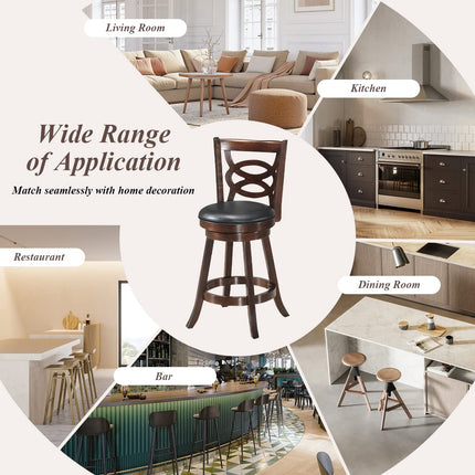 Dreamade Bar Stools, Counter Height Dining Chair, Fabric Upholstered 360 Degree Swivel