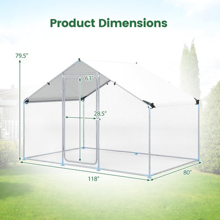 Dreamade 9.8 x 6.7 x 6.6 FT Large Metal Chicken Coop with Waterproof Cover