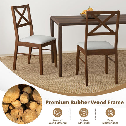 Dreamade Wooden Dining Chairs Set of 2/4, Upholstered Kitchen Chairs w/Cross Back & Padded Seat