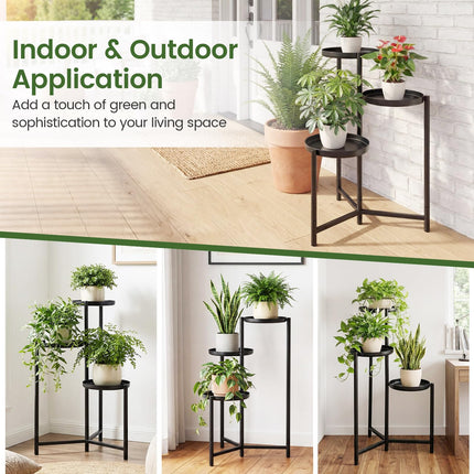 Dreamade 3-Tier Metal Tall Corner Plant Stand Indoor Outdoor