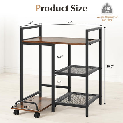 Dreamade 3-Tier Printer Stand with Charging Station