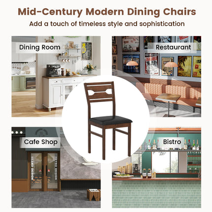 Dreamade Wooden Dining Chairs Set of 2/4 PU Leather Upholstered Kitchen Armless Chair