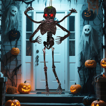 Dreamade 6 FT Animated Halloween Decoration Hanging Zombie Sound-Activated Skeleton Decoration