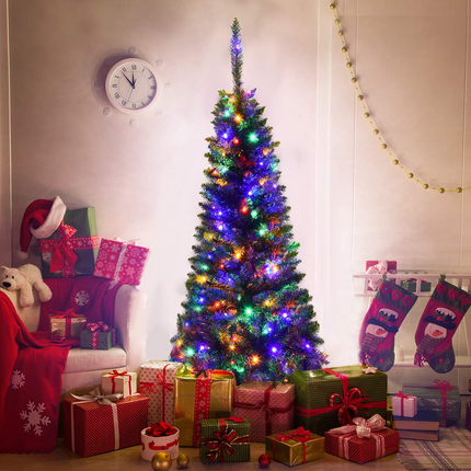 Dreamade 4.5FT / 6.5FT / 7.5FT Prelit Pencil Christmas Tree, Premium Hinged Fir Tree - DreamadeUS