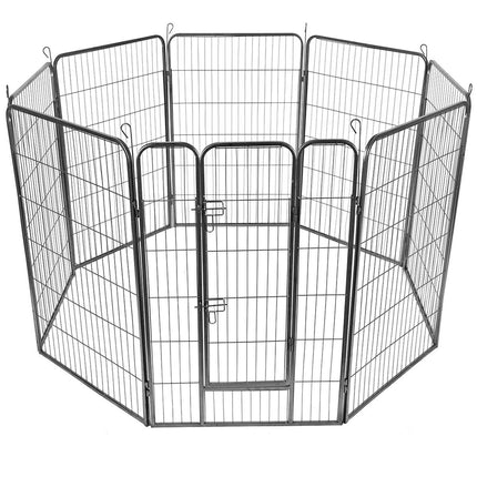Dreamade 8-Panel Folding Puppy Playpen, Portable Dog Fence W/ Safety Gate for Yard