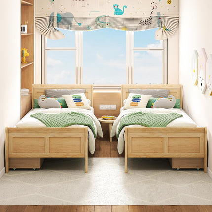 Dreamade Twin/ Full/ Queen Bed with 2 Storage Drawers Wood Platform Bed with Headboard & Footboard