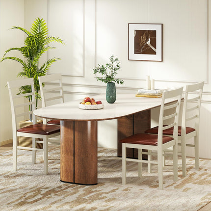 Dreamade PU Leather Upholstered Kitchen Chair with Rubber Wood Frame
