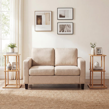 Dreamade 2 Pieces Bamboo Side Table with Storage Shelves