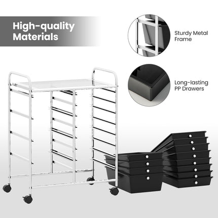 Dreamade 12 Drawer Rolling Cart with Drawers Storage Organizer Cart