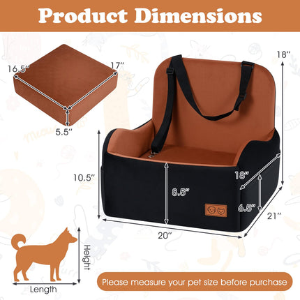 Dreamade Orthopedic Dog Car Seat for Small Dogs up to 35 lbs (21'' x 20'' x 18'')