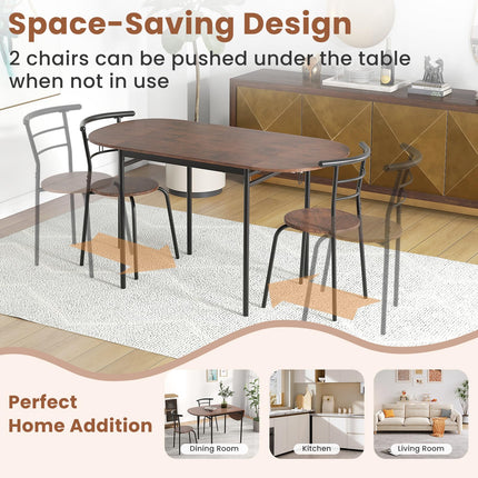 Dreamade 3-Piece Dining Table Set for 2 - Kitchen Table Chair Set with 55” Drop Leaf Dinner Table, Dining Chairs