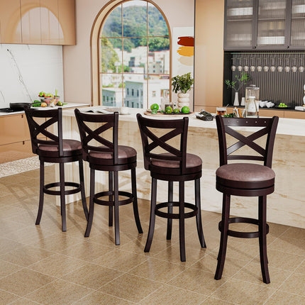 Dreamade 30" Swivel Bar Stools with Footrest & Rubber Wood Frame