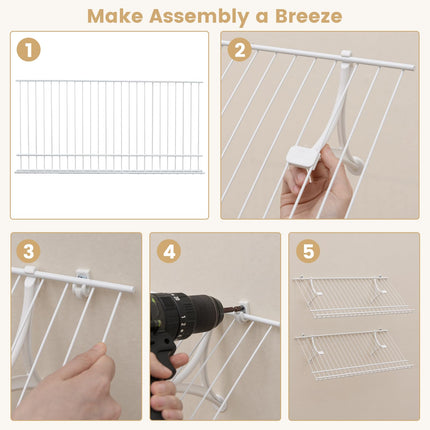 Dreamade Wall Mounted 24" Shoe Rack Set of 2 Metal Wire Storage Shelf