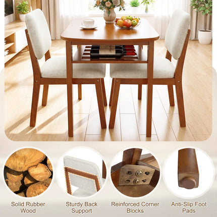 Dreamade Space Saving Kitchen Table and Chairs Set w/Rubber Wood Frame