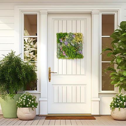 Dreamade 2 Pack Hanging Artificial Plants Panels, 20" x 20" Square Framed 3D Greenery Wall Art Decor