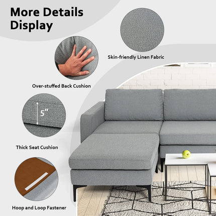 Dreamade 94.5" L Convertible Sofa Couch, 3 Seat Sectional Sleeper with USB Ports & Socket