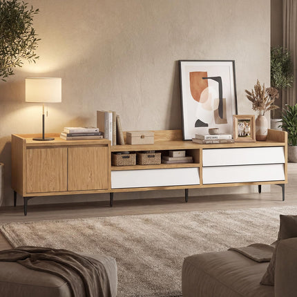 Dreamade Modern TV Stand for 80" Television with Open Shelf