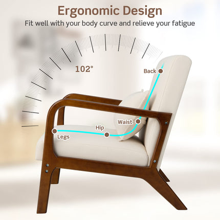 Dreamade Modern Accent Chair with Pillow - Comfy Upholstered Lounge Armchair with Anti-Slip Felt Pads