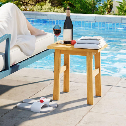 Dreamade Solid Teak Shower Bench Stool for Bathroom with Water-Resistant Finish 18''L x 12''W x 18''H