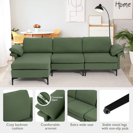 Dreamade 100.5" L Convertible Sofa Couch, 3-Seat Sectional Sleeper with USB Ports & Socket