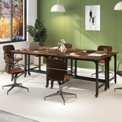Dreamade Conference Table, 48" Rectangular Mobile Meeting Room Desk with Removable Storage Bag & 2 Hanging Hooks