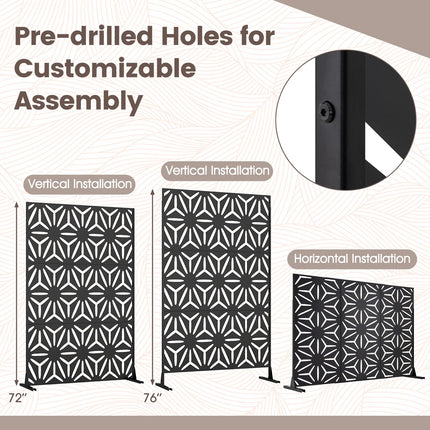 Dreamade 72''H x 48''W Freestanding Metal Privacy Screen with Stable Legs